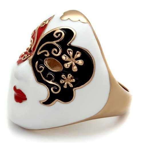 TK2142 - IP Rose Gold(Ion Plating) Stainless Steel Ring with Epoxy in Multi Color-4