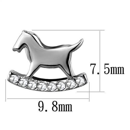 TK2153 - High polished (no plating) Stainless Steel Earrings with Top Grade Crystal in Clear-1