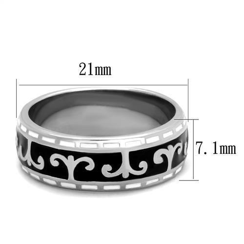TK2154 - High polished (no plating) Stainless Steel Ring with Epoxy in Jet-1