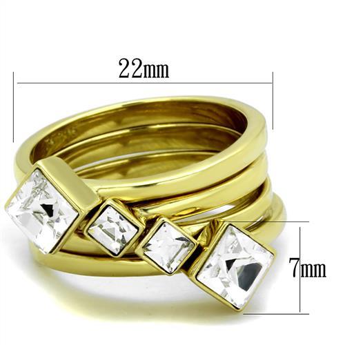TK2158 - IP Gold(Ion Plating) Stainless Steel Ring with Top Grade Crystal in Clear-1
