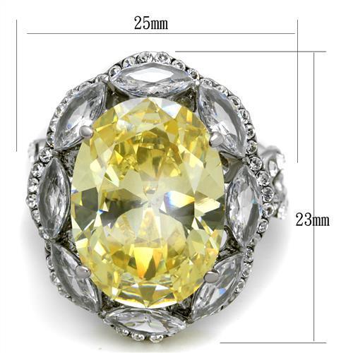 TK2162 - High polished (no plating) Stainless Steel Ring with AAA Grade CZ in Citrine Yellow-1