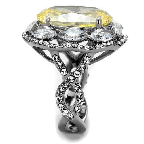 TK2162 - High polished (no plating) Stainless Steel Ring with AAA Grade CZ in Citrine Yellow-3