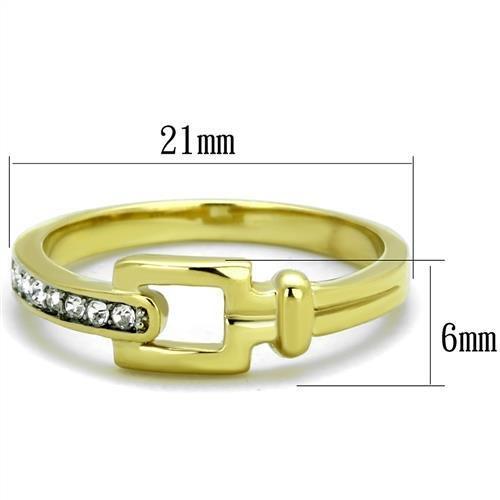 TK2164 - Two-Tone IP Gold (Ion Plating) Stainless Steel Ring with Top Grade Crystal in Clear-1
