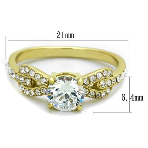 TK2168 - IP Gold(Ion Plating) Stainless Steel Ring with AAA Grade CZ in Clear-1