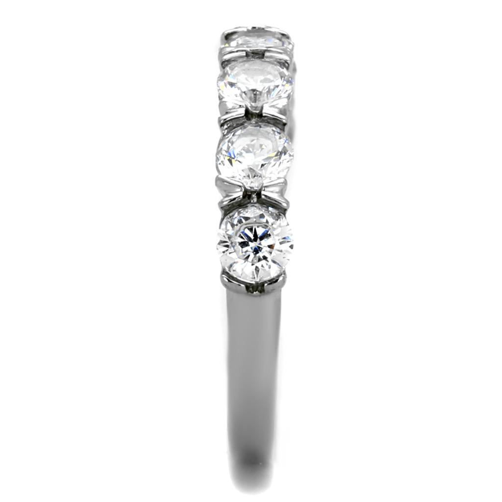 TK2182 - High polished (no plating) Stainless Steel Ring with AAA Grade CZ in Clear-3