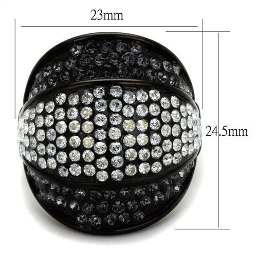 TK2200 - IP Black(Ion Plating) Stainless Steel Ring with Top Grade Crystal in Multi Color-1