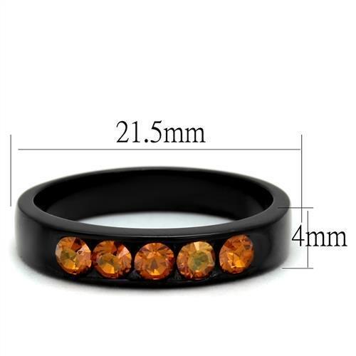 TK2206 - IP Black(Ion Plating) Stainless Steel Ring with Top Grade Crystal in Champagne-1