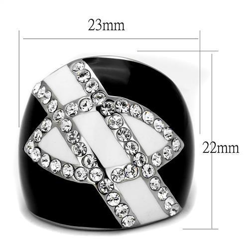 TK2211 - High polished (no plating) Stainless Steel Ring with Top Grade Crystal in Clear-1