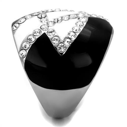 TK2211 - High polished (no plating) Stainless Steel Ring with Top Grade Crystal in Clear-3