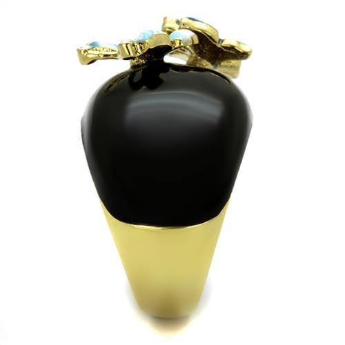 TK2212 - IP Gold(Ion Plating) Stainless Steel Ring with Top Grade Crystal in White AB-3