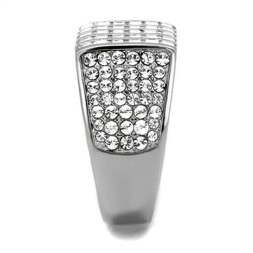 TK2219 - High polished (no plating) Stainless Steel Ring with Top Grade Crystal in Clear-3