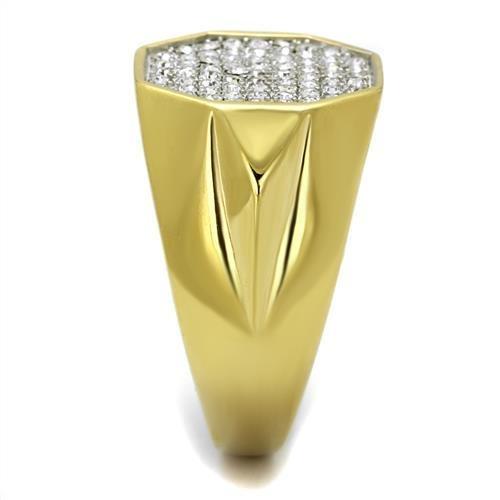 TK2221 - Two-Tone IP Gold (Ion Plating) Stainless Steel Ring with Top Grade Crystal in Clear-3