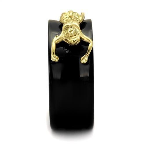 TK2240 - IP Gold+ IP Black (Ion Plating) Stainless Steel Ring with No Stone-3