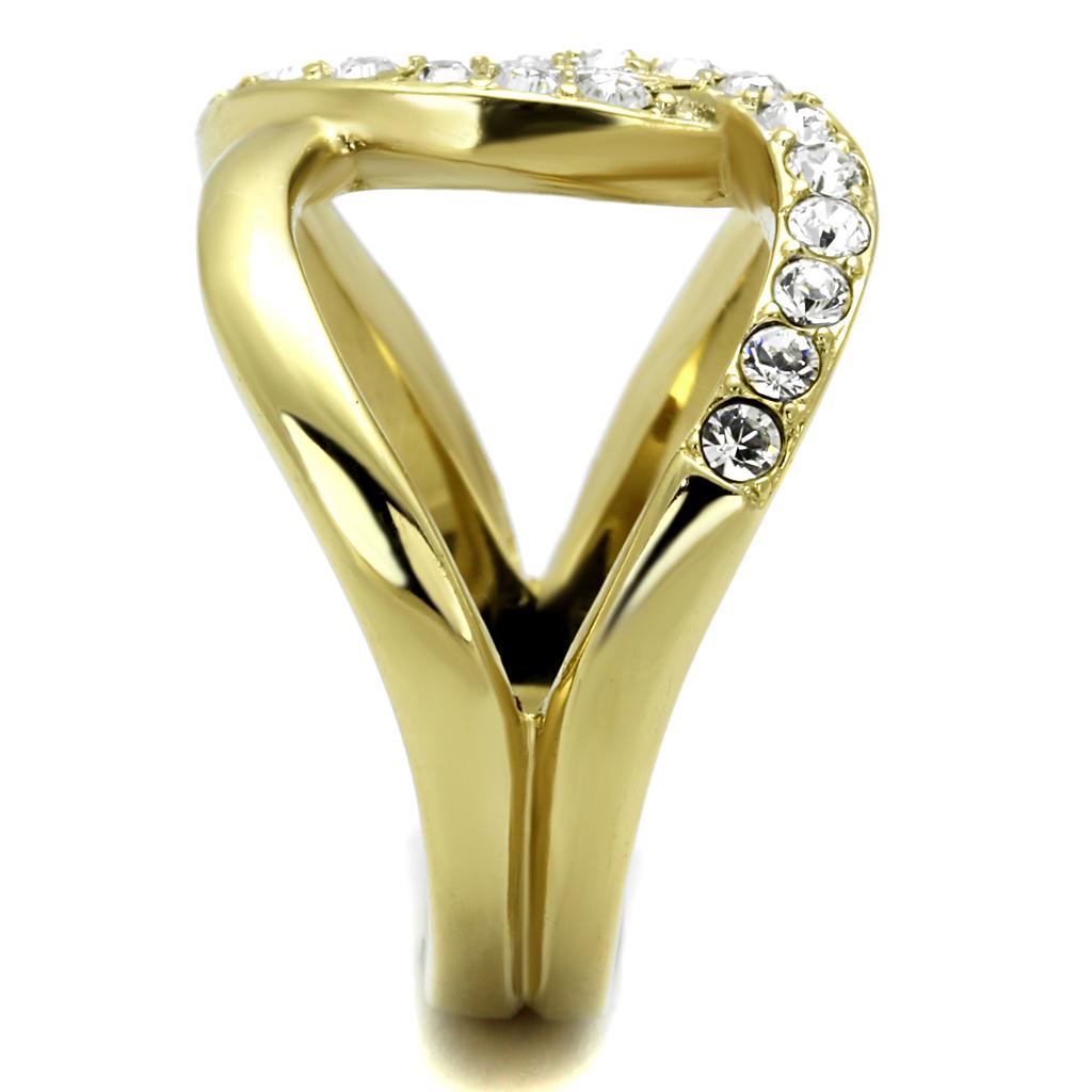 TK2253 - Two-Tone IP Gold (Ion Plating) Stainless Steel Ring with Top Grade Crystal in Clear-3