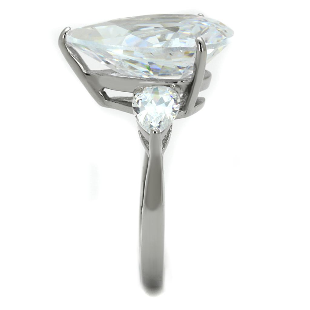 TK2256 - High polished (no plating) Stainless Steel Ring with AAA Grade CZ in Clear-3