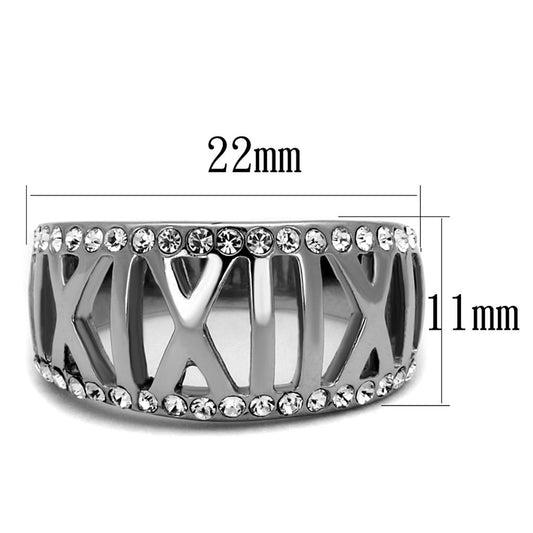 TK2257 - High polished (no plating) Stainless Steel Ring with Top Grade Crystal in Clear-1