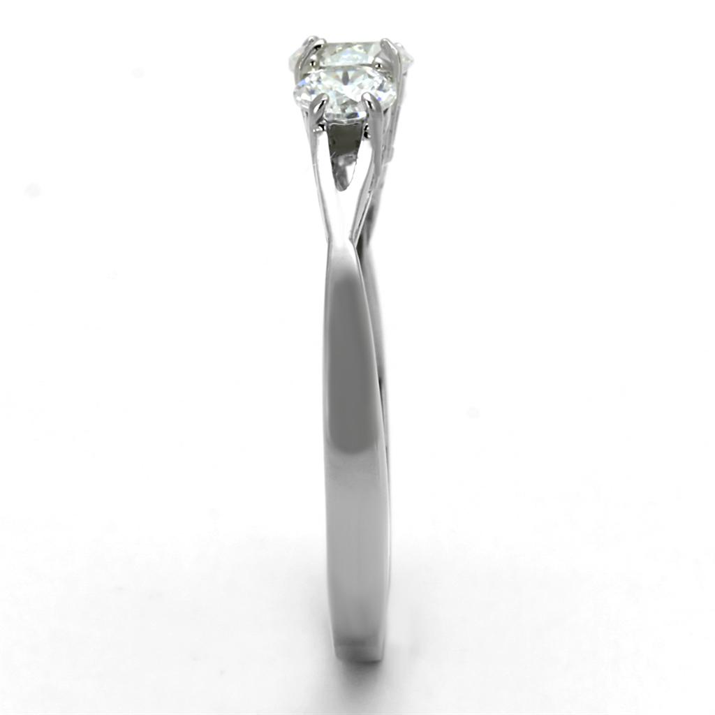 TK2260 - High polished (no plating) Stainless Steel Ring with AAA Grade CZ in Clear-3
