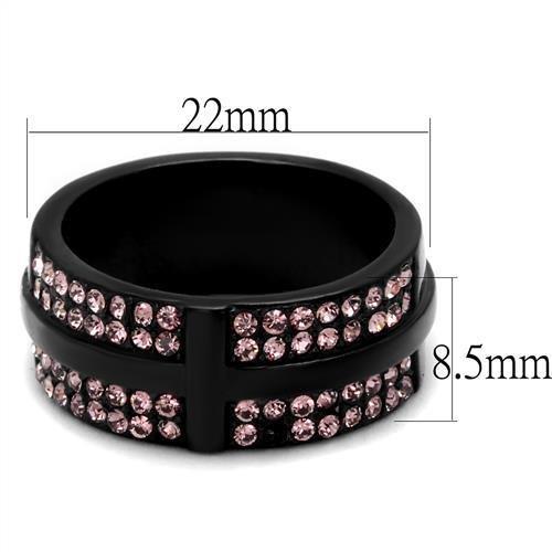 TK2280 - IP Black(Ion Plating) Stainless Steel Ring with Top Grade Crystal in Light Amethyst-1