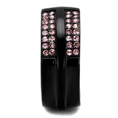 TK2280 - IP Black(Ion Plating) Stainless Steel Ring with Top Grade Crystal in Light Amethyst-3