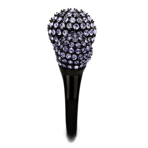 TK2285 - IP Black(Ion Plating) Stainless Steel Ring with Top Grade Crystal in Multi Color-3