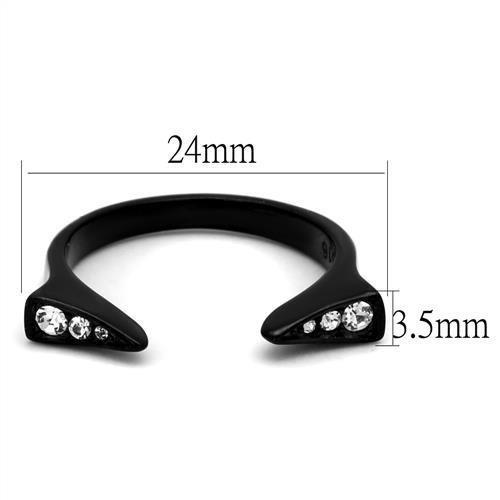 TK2287 - IP Black(Ion Plating) Stainless Steel Ring with Top Grade Crystal in Clear-1