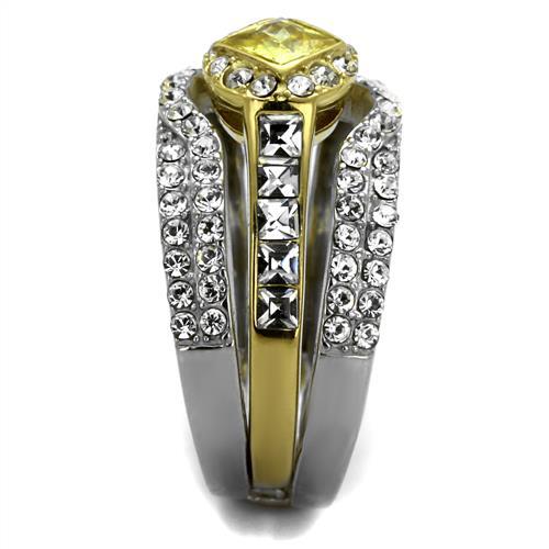 TK2291 - Two-Tone IP Gold (Ion Plating) Stainless Steel Ring with AAA Grade CZ in Topaz-3