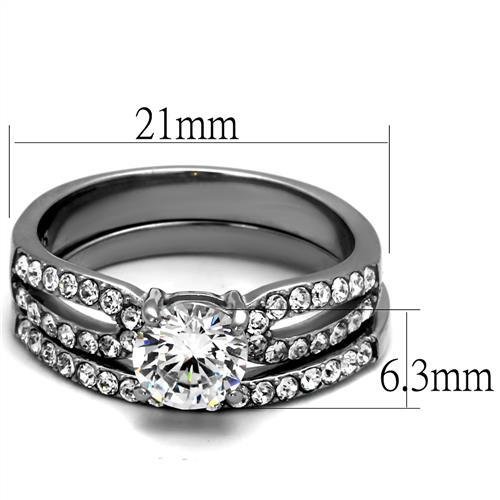 TK2292 - High polished (no plating) Stainless Steel Ring with AAA Grade CZ in Clear-1