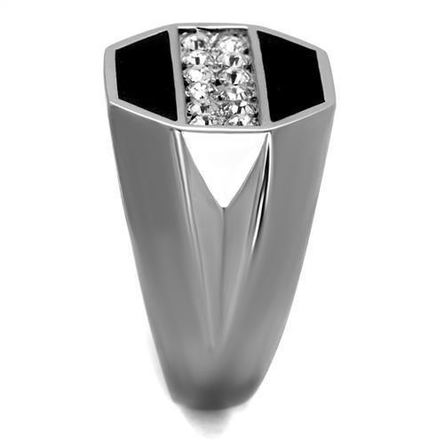 TK2309 - High polished (no plating) Stainless Steel Ring with Top Grade Crystal in Clear-3