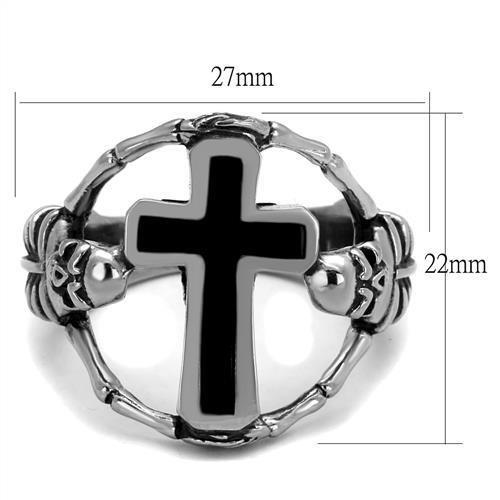 TK2313 - High polished (no plating) Stainless Steel Ring with Epoxy in Jet-1