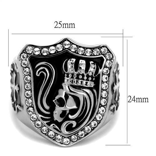 TK2328 - High polished (no plating) Stainless Steel Ring with Top Grade Crystal in Clear-1