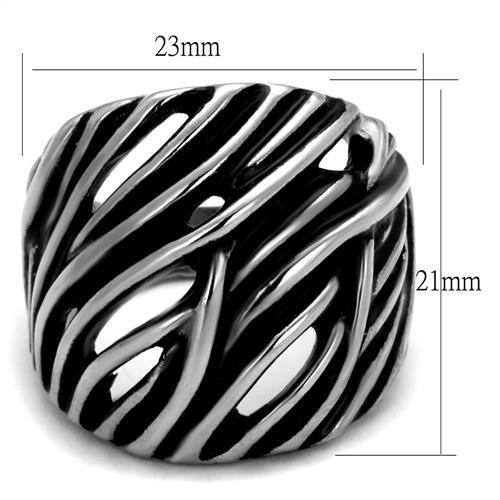 TK2338 - High polished (no plating) Stainless Steel Ring with Epoxy in Jet-1