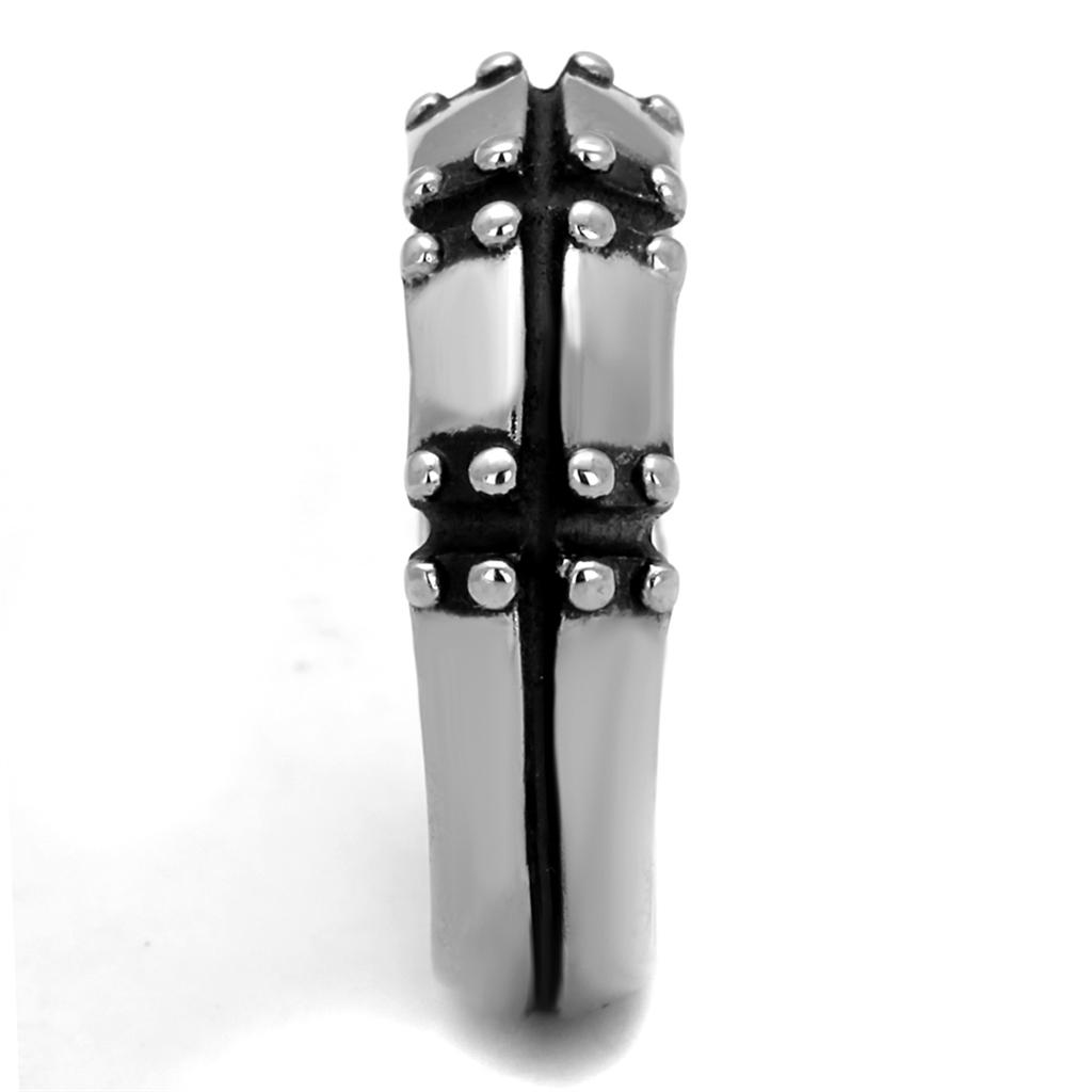 TK2342 - High polished (no plating) Stainless Steel Ring with Epoxy in Jet-3