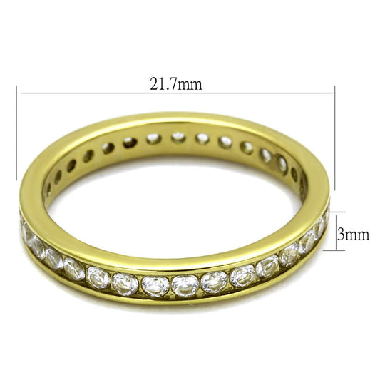 TK2343G - IP Gold(Ion Plating) Stainless Steel Ring with AAA Grade CZ in Clear-1