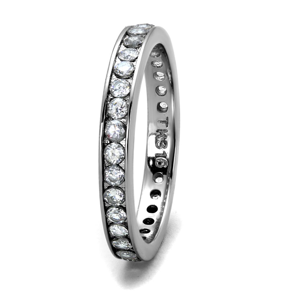 TK2343 - High polished (no plating) Stainless Steel Ring with AAA Grade CZ in Clear-3