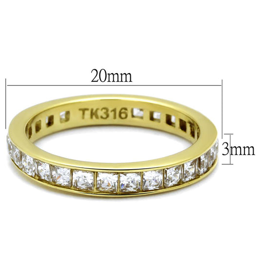 TK2344G - IP Gold(Ion Plating) Stainless Steel Ring with AAA Grade CZ in Clear-1