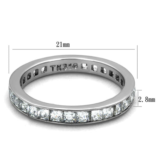 TK2344 - High polished (no plating) Stainless Steel Ring with AAA Grade CZ in Clear-1