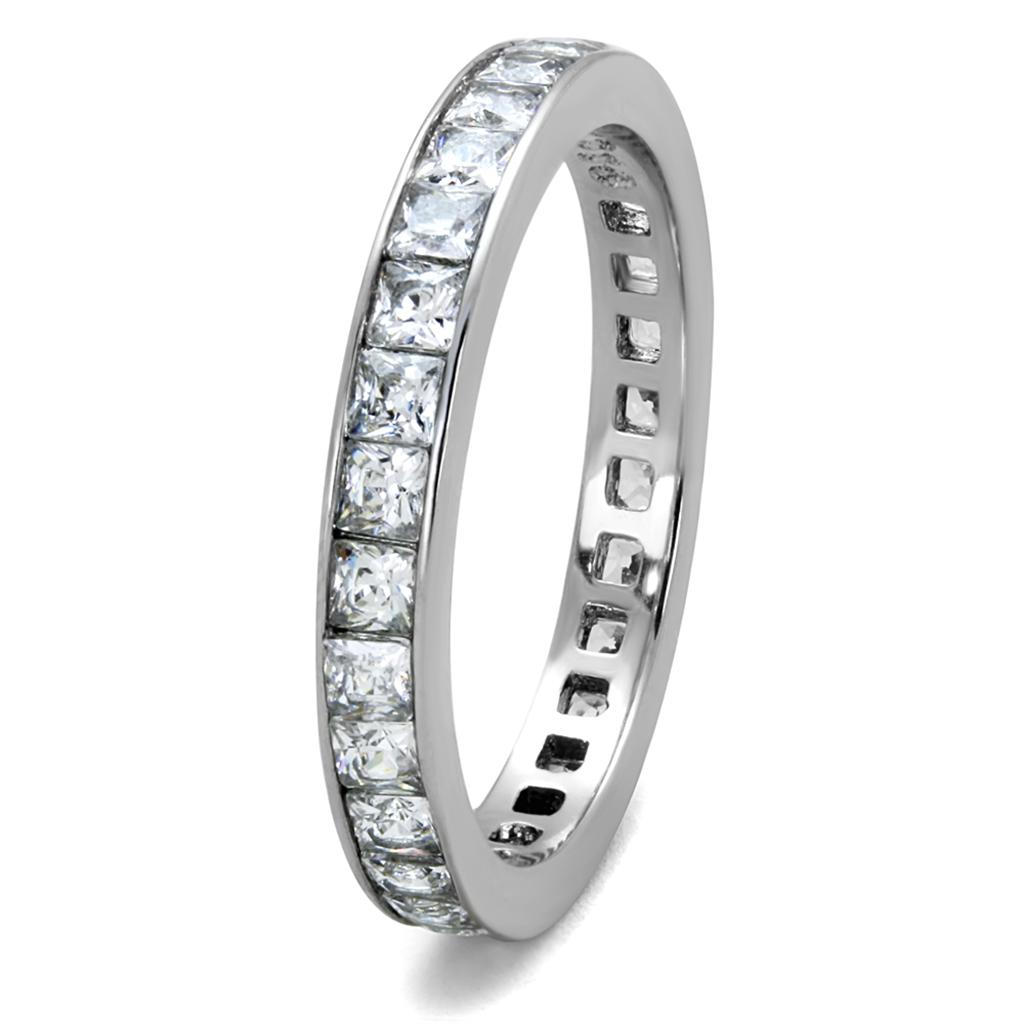 TK2344 - High polished (no plating) Stainless Steel Ring with AAA Grade CZ in Clear-3