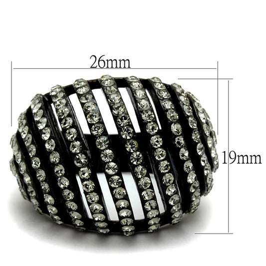TK2345 - IP Black(Ion Plating) Stainless Steel Ring with Top Grade Crystal in Black Diamond-1