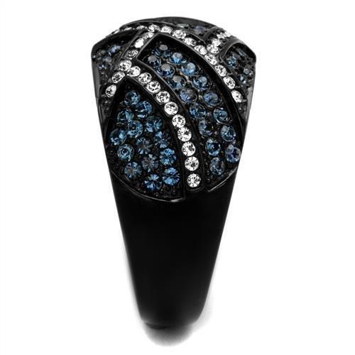 TK2353 - IP Black(Ion Plating) Stainless Steel Ring with Top Grade Crystal in Montana-3