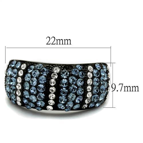 TK2355 - IP Black(Ion Plating) Stainless Steel Ring with Top Grade Crystal in Montana-1