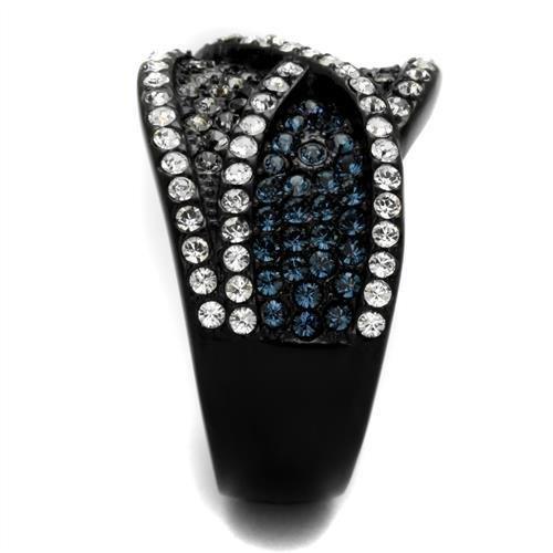 TK2357 - IP Black(Ion Plating) Stainless Steel Ring with Top Grade Crystal in Montana-3