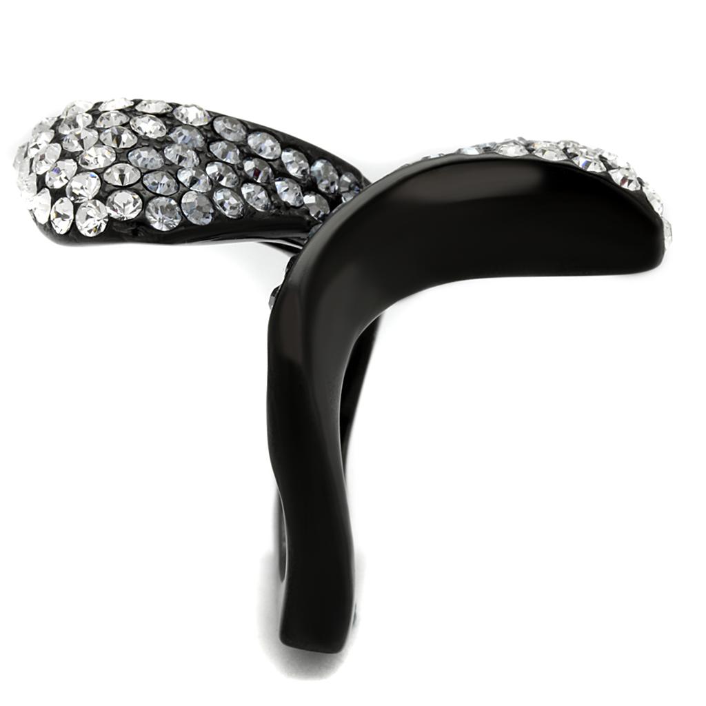 TK2360 - IP Black(Ion Plating) Stainless Steel Ring with Top Grade Crystal in Montana-3