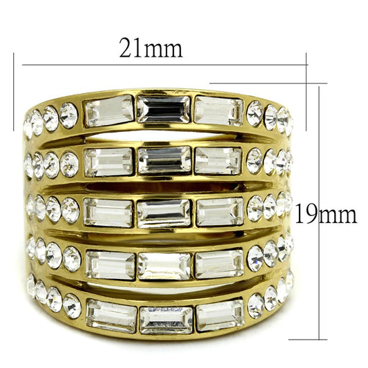TK2362 - IP Gold(Ion Plating) Stainless Steel Ring with Top Grade Crystal in Clear-1