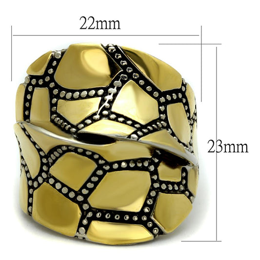 TK2368 - Two-Tone IP Gold (Ion Plating) Stainless Steel Ring with Epoxy in Jet-1