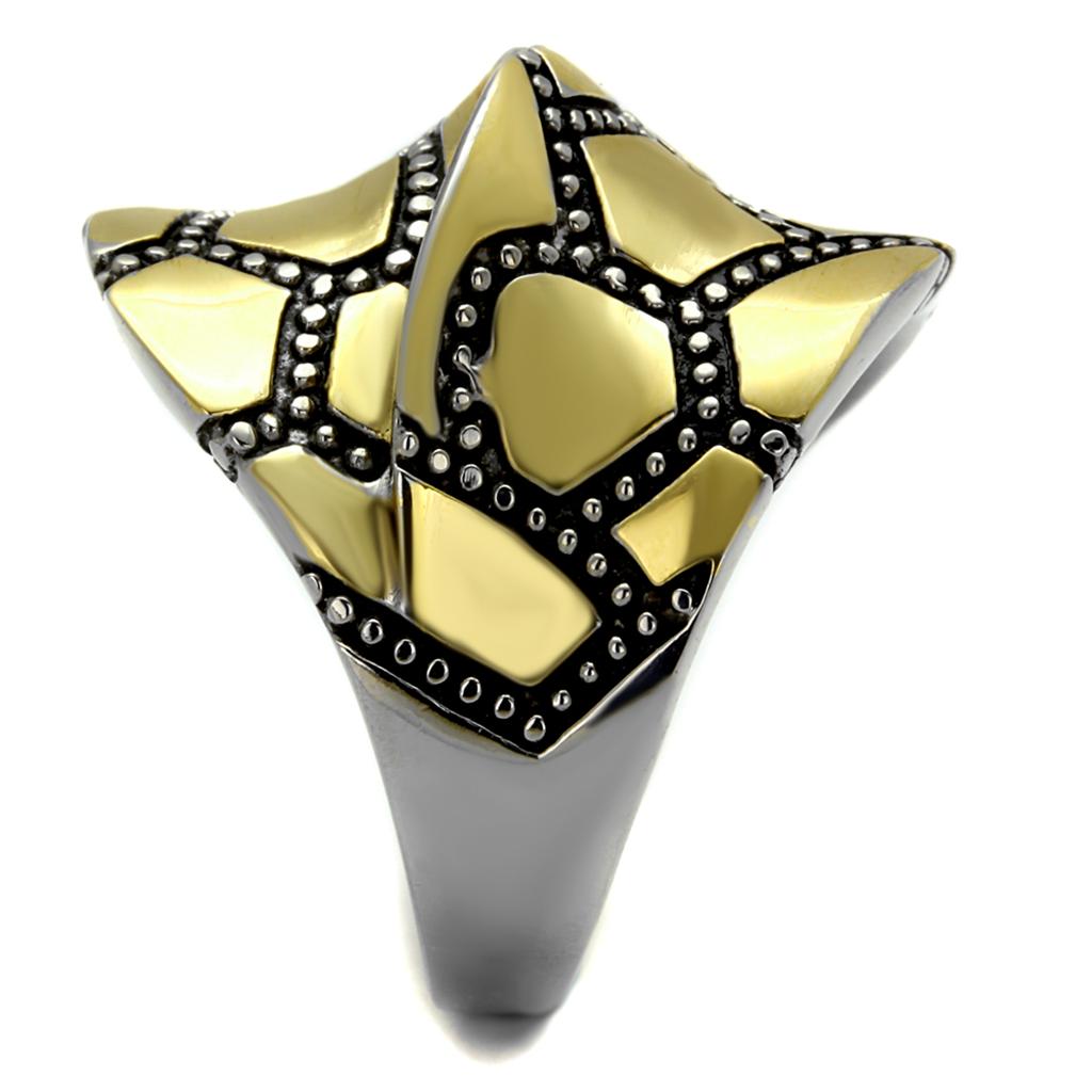 TK2368 - Two-Tone IP Gold (Ion Plating) Stainless Steel Ring with Epoxy in Jet-3