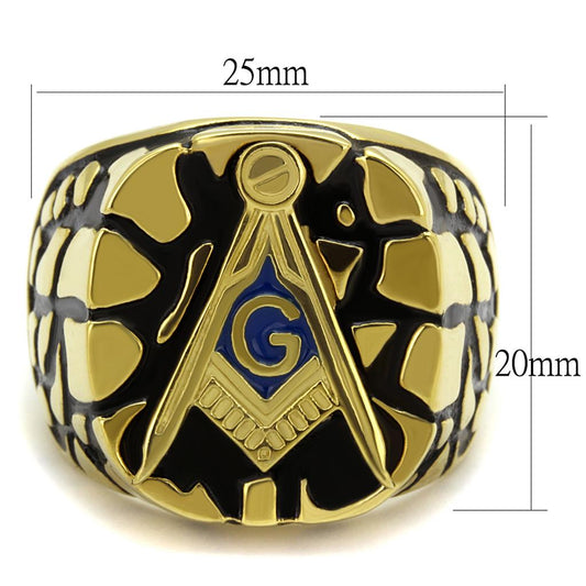 TK2372 - IP Gold(Ion Plating) Stainless Steel Ring with Epoxy in Capri Blue-1