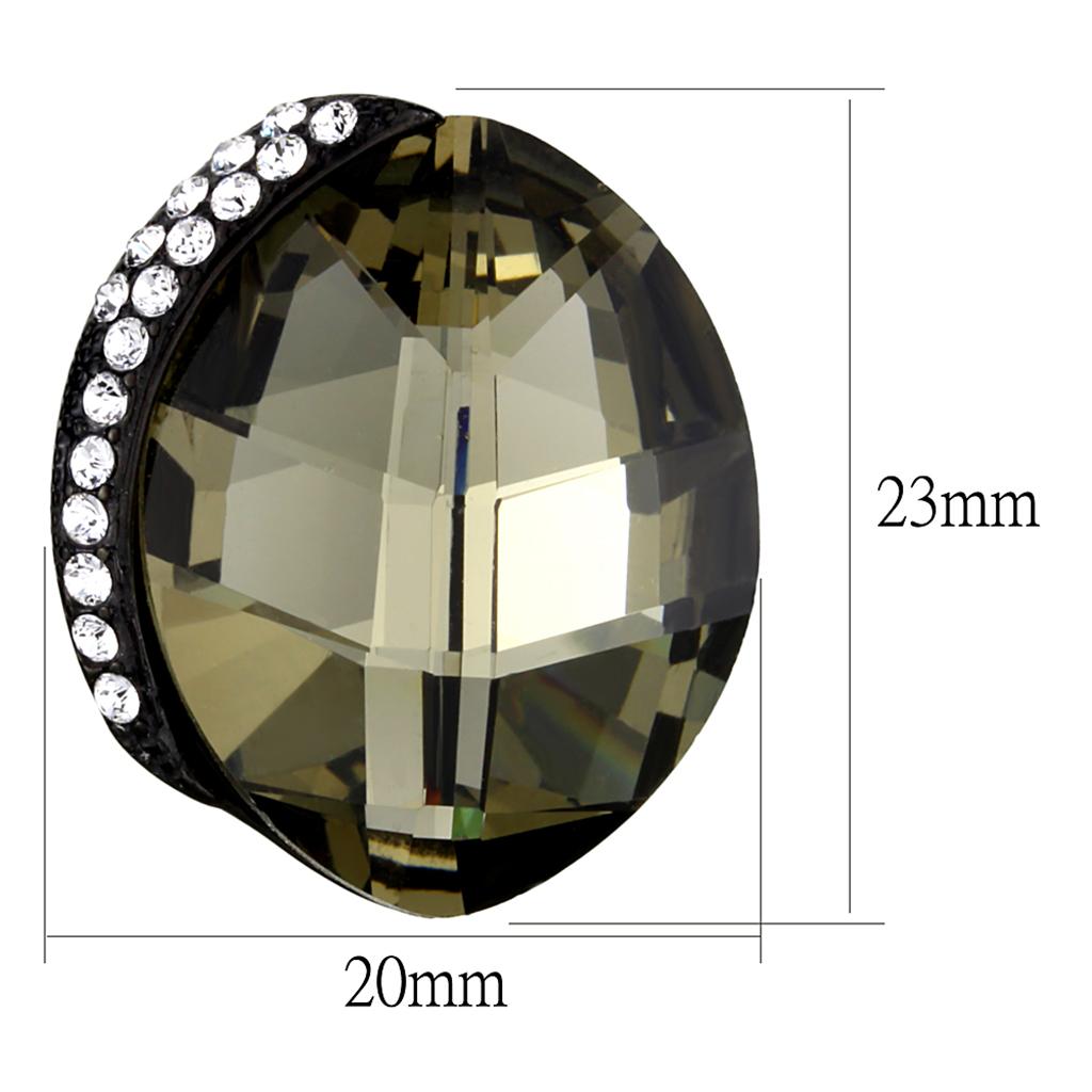 TK2377 - IP Black(Ion Plating) Stainless Steel Earrings with Top Grade Crystal in Black Diamond-1
