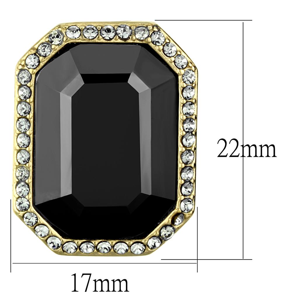 TK2378 - IP Gold(Ion Plating) Stainless Steel Earrings with Top Grade Crystal in Hematite-1