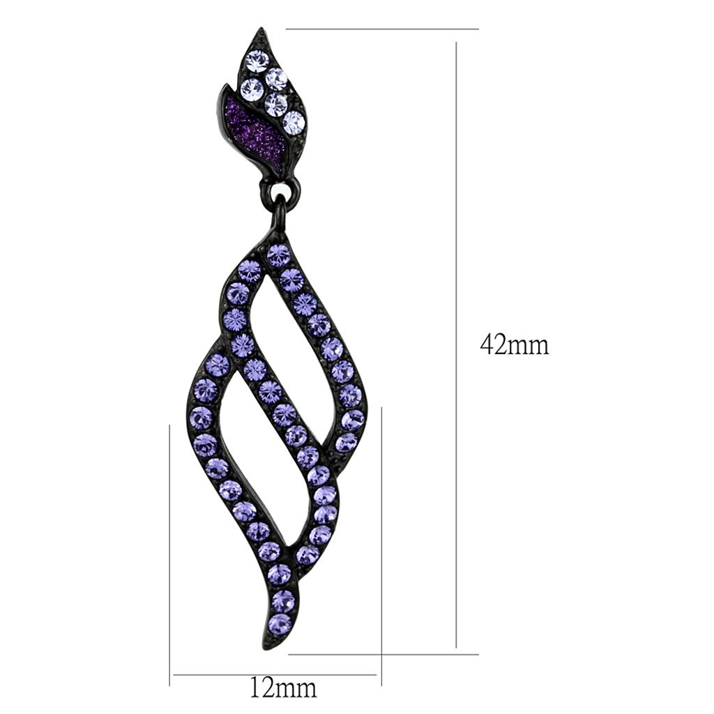 TK2379 - IP Black(Ion Plating) Stainless Steel Earrings with Top Grade Crystal in Tanzanite-1