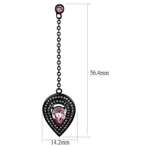 TK2380 - IP Black(Ion Plating) Stainless Steel Earrings with Top Grade Crystal in Light Rose-1